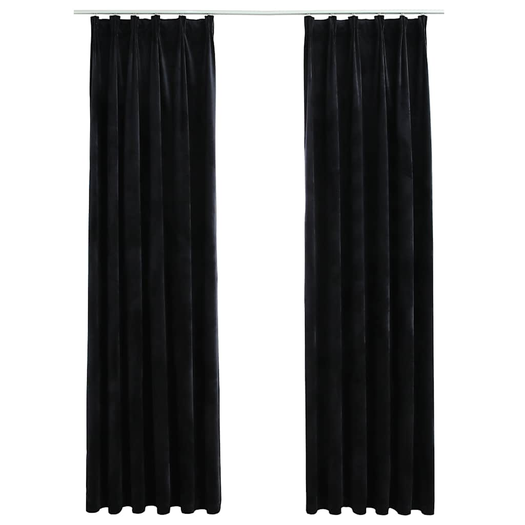 Vidaxl gardiner Blackout 2 m med kroge 140x175 cm Velvet Black