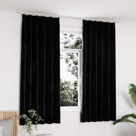 Vidaxl gordijnen verduisterend 2 st met haken 140x175 cm fluweel zwart