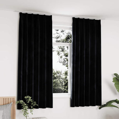 Vidaxl gordijnen verduisterend 2 st met haken 140x175 cm fluweel zwart