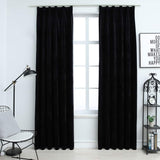 Vidaxl rideaux Blackout 2 Sts avec crochets 140x225 cm en velours noir