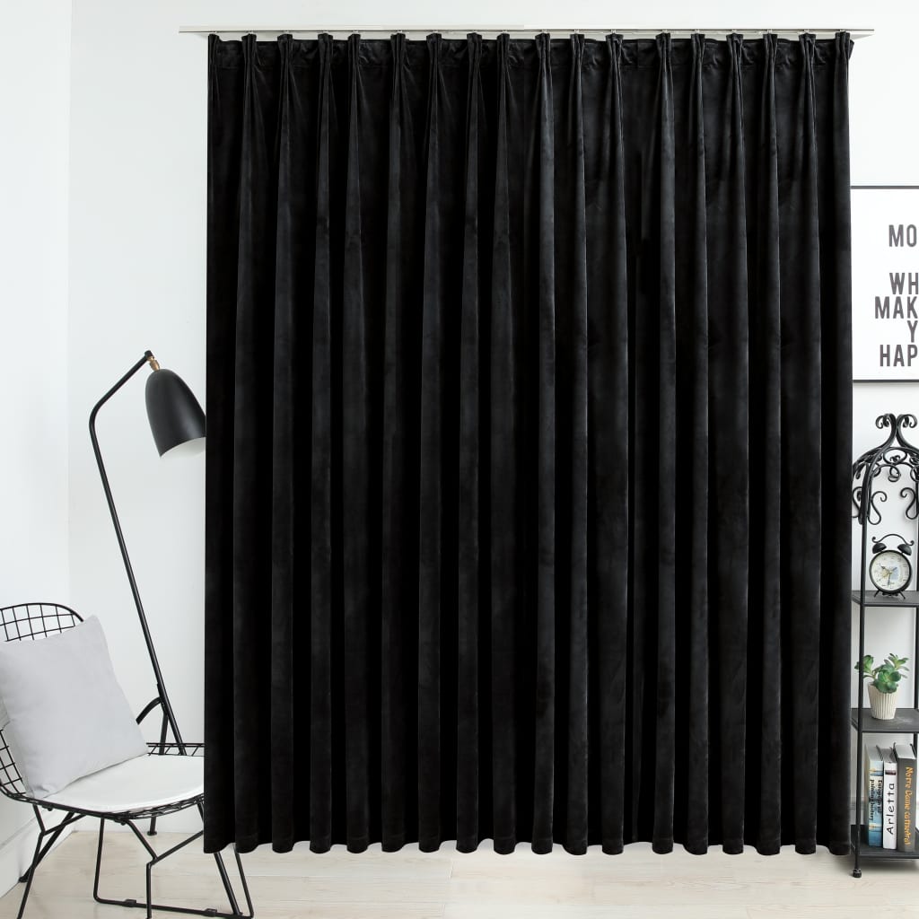 Vidaxl Curtain Blackout med kroge 290x245 cm Velvet Black