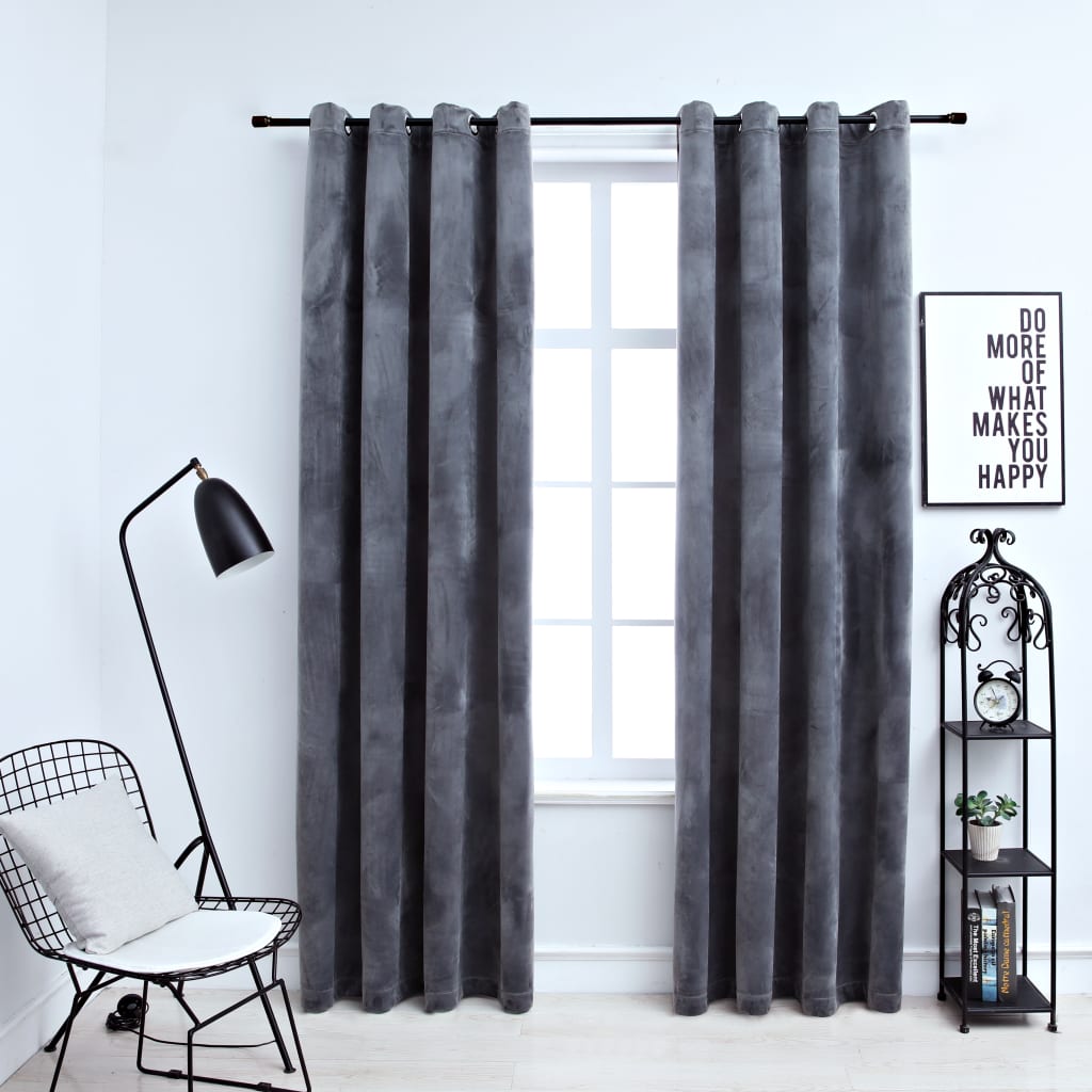 Vidaxl Curtain Blackout med ringe 2 St 140x245 cm Velvet Black