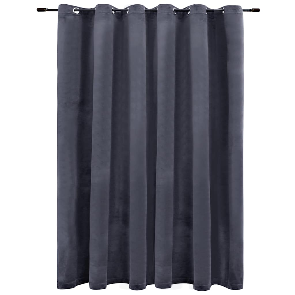 Vidaxl Curtain Blackout med ringe 290x245 cm fløjls anthracit