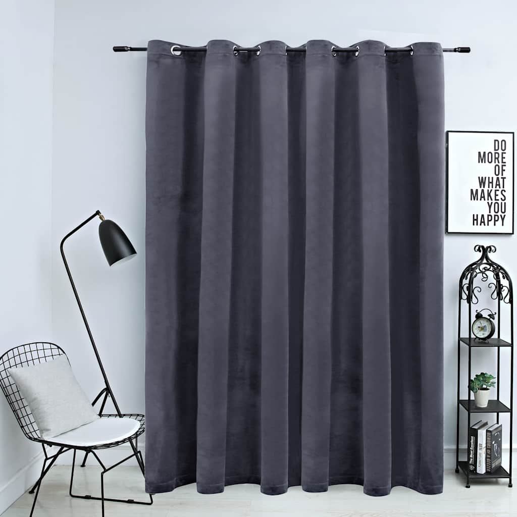 Vidaxl Curtain Blackout med ringe 290x245 cm fløjls anthracit