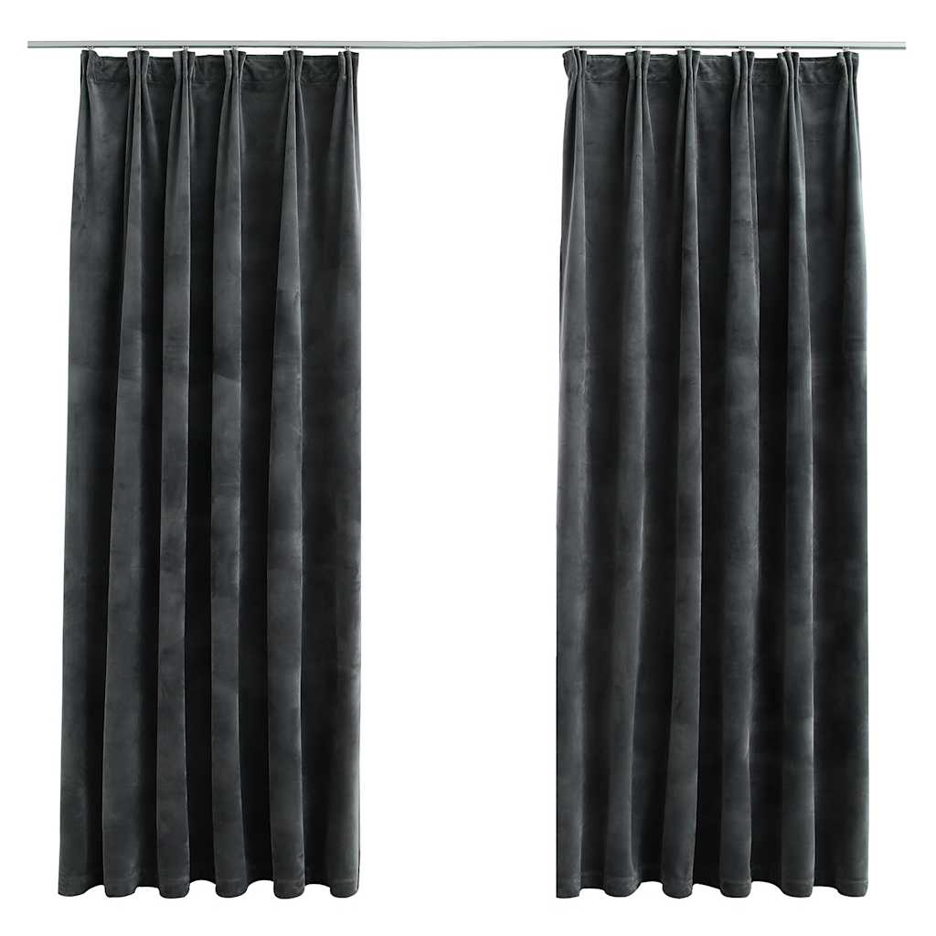 Vidaxl gordijnen verduisterend 2 st met haken 140x175 cm fluweel antraciet