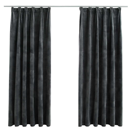Vidaxl gordijnen verduisterend 2 st met haken 140x175 cm fluweel antraciet