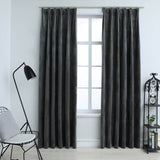 Vidaxl rideaux Blackout 2 Sts avec crochets 140x175 cm en velours anthracite