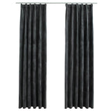 Vidaxl curtains blackout 2 sts with hooks 140x225 cm velvet anthracite