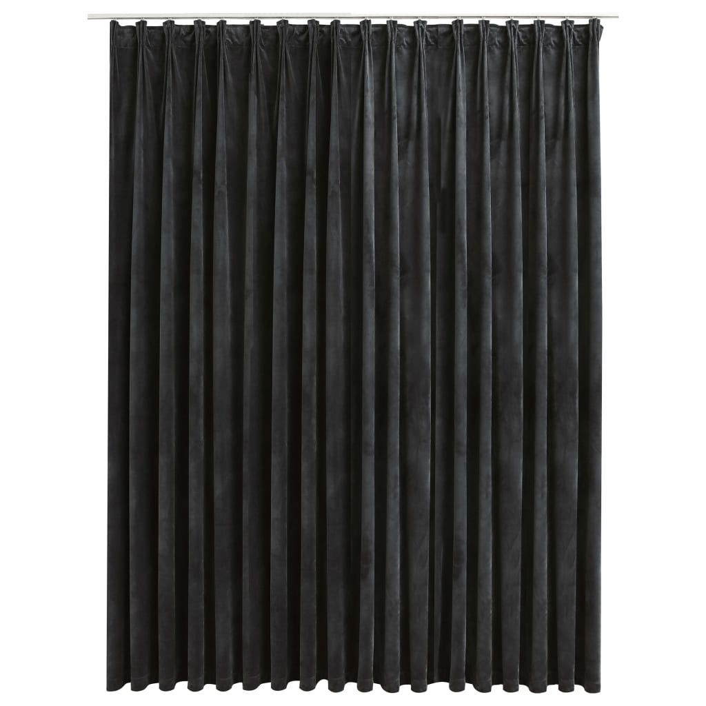 Vidaxl rideau noir avec des crochets 290x245 cm en velours anthracite