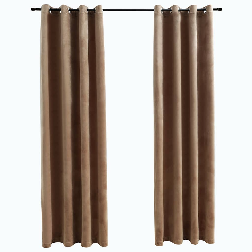 Vidaxl -Vorhang Blackout mit Ringen 2 ST 140x175 cm Samt Beige