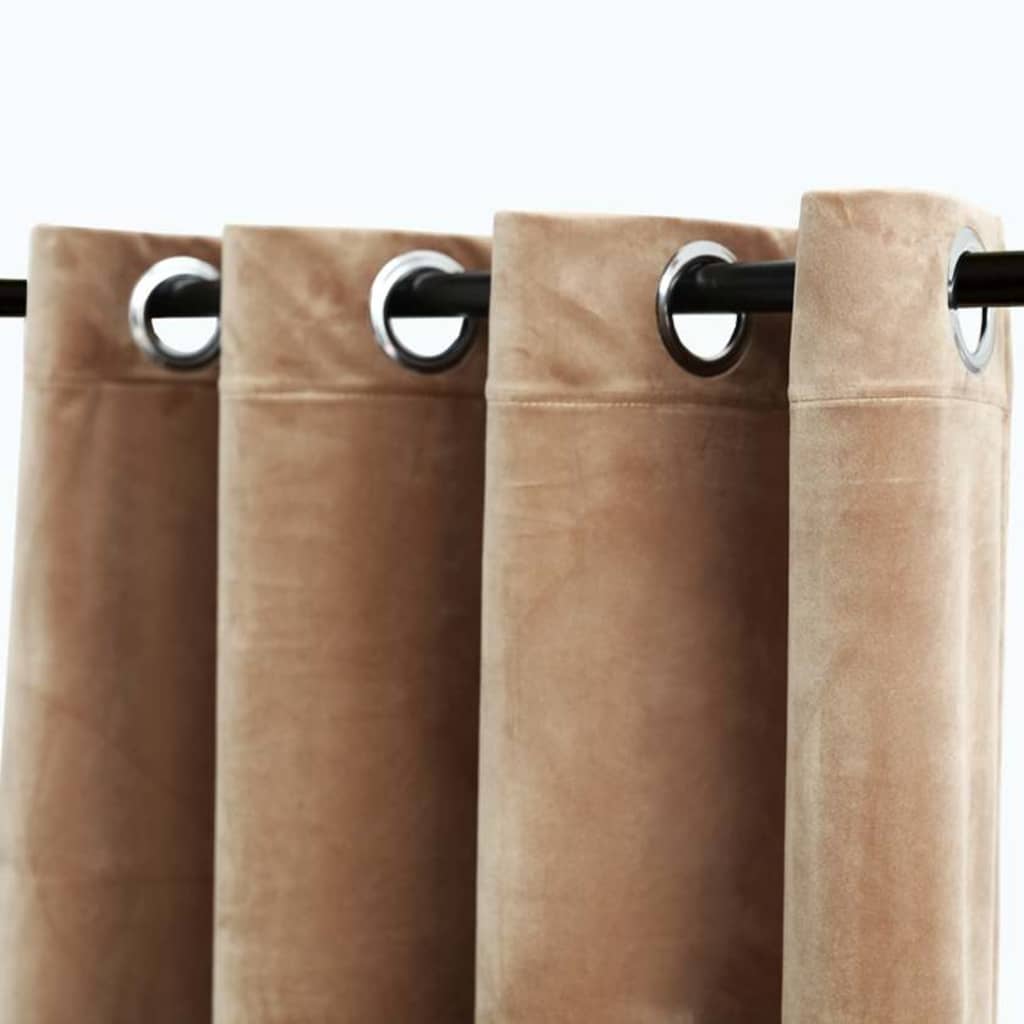 Vidaxl Curtain Blackout med Rings 2 St 140x175 cm Velvet Beige