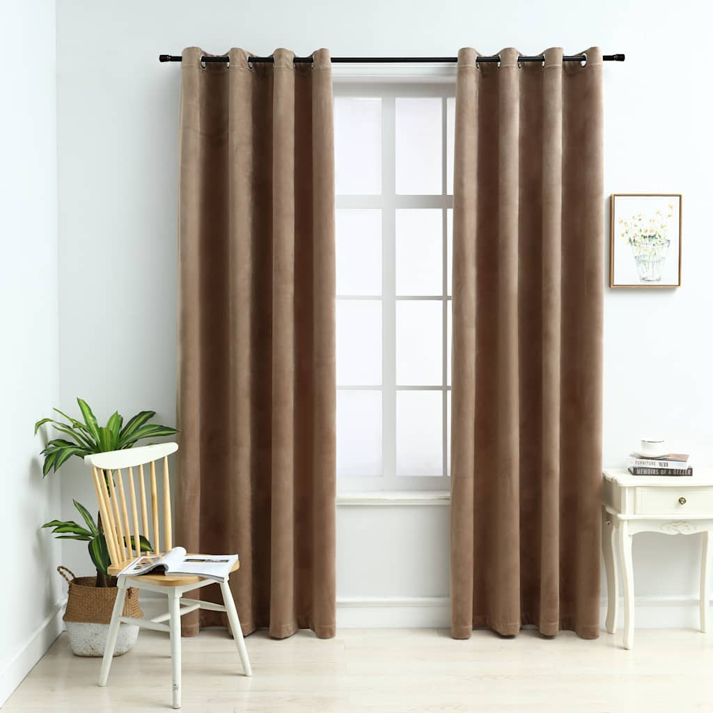 Vidaxl Curtain Blackout med Rings 2 St 140x175 cm Velvet Beige