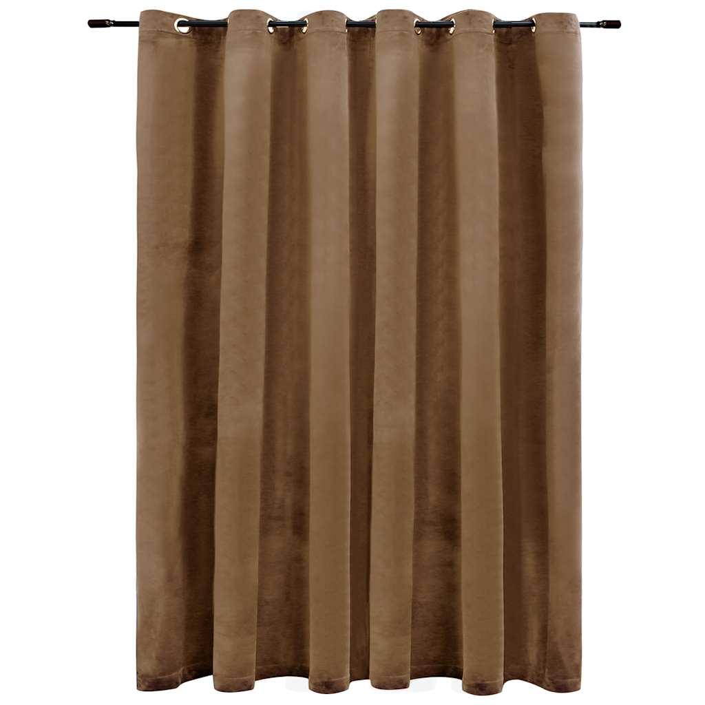 Vidaxl gardin fordømmende med ringe 290x245 cm fløjl beige