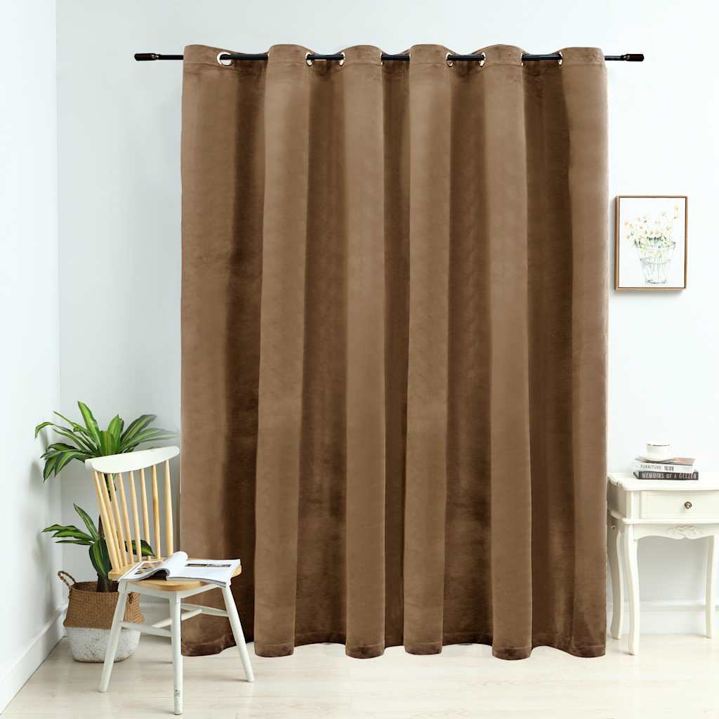 Rideau vidaxl accablant avec des anneaux 290x245 cm en velours beige