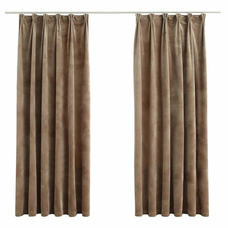 Vidaxl gordijnen verduisterend 2 st met haken 140x175 cm fluweel beige