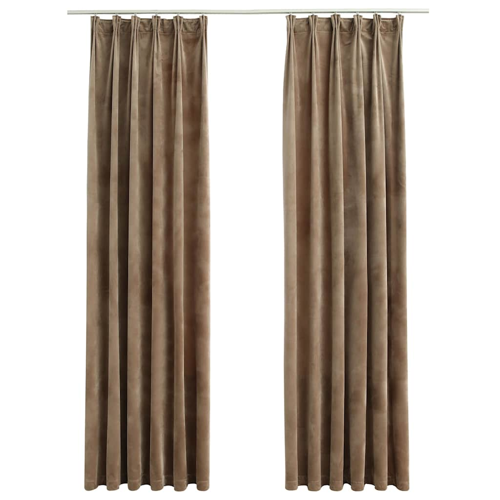 Vidaxl Curtains Blackout 2 STS med kroge 140x175 cm Velvet Beige