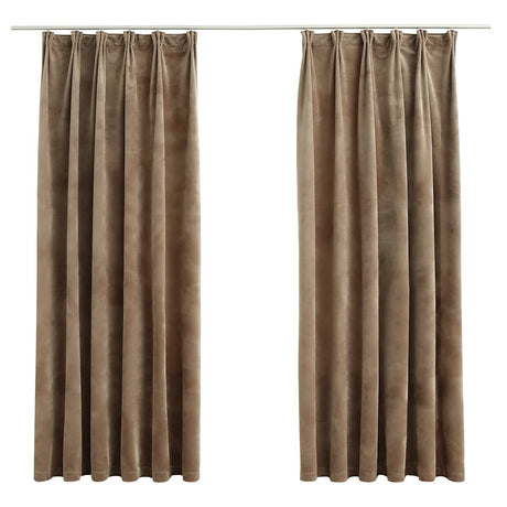 Vidaxl gordijnen verduisterend 2 st met haken 140x175 cm fluweel beige