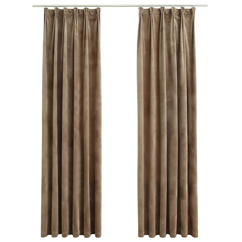 Vidaxl gardiner blackout 2 m med kroker 140x245 cm fløyel beige