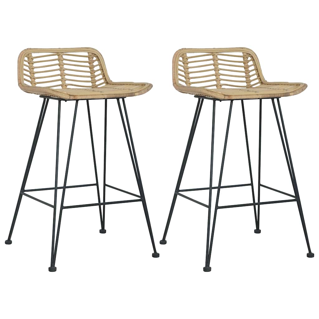 Vidaxl barstoelen 2 st natuurlijk rattan