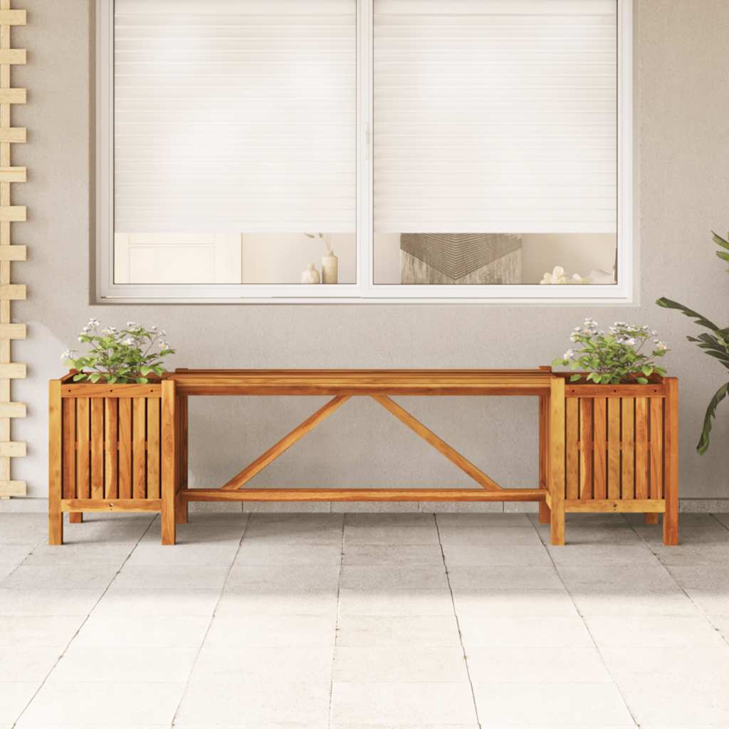 Vidaxl tuinbank met 2 bloembakken 150x30x40 cm massief acaciahout