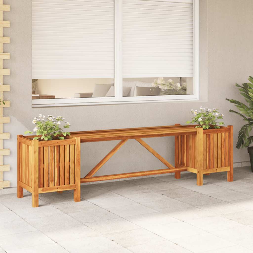 Vidaxl tuinbank met 2 bloembakken 150x30x40 cm massief acaciahout