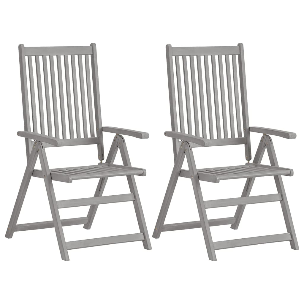 Vidaxl tuinstoelen 2 st verstelbaar massief acaciahout grijs