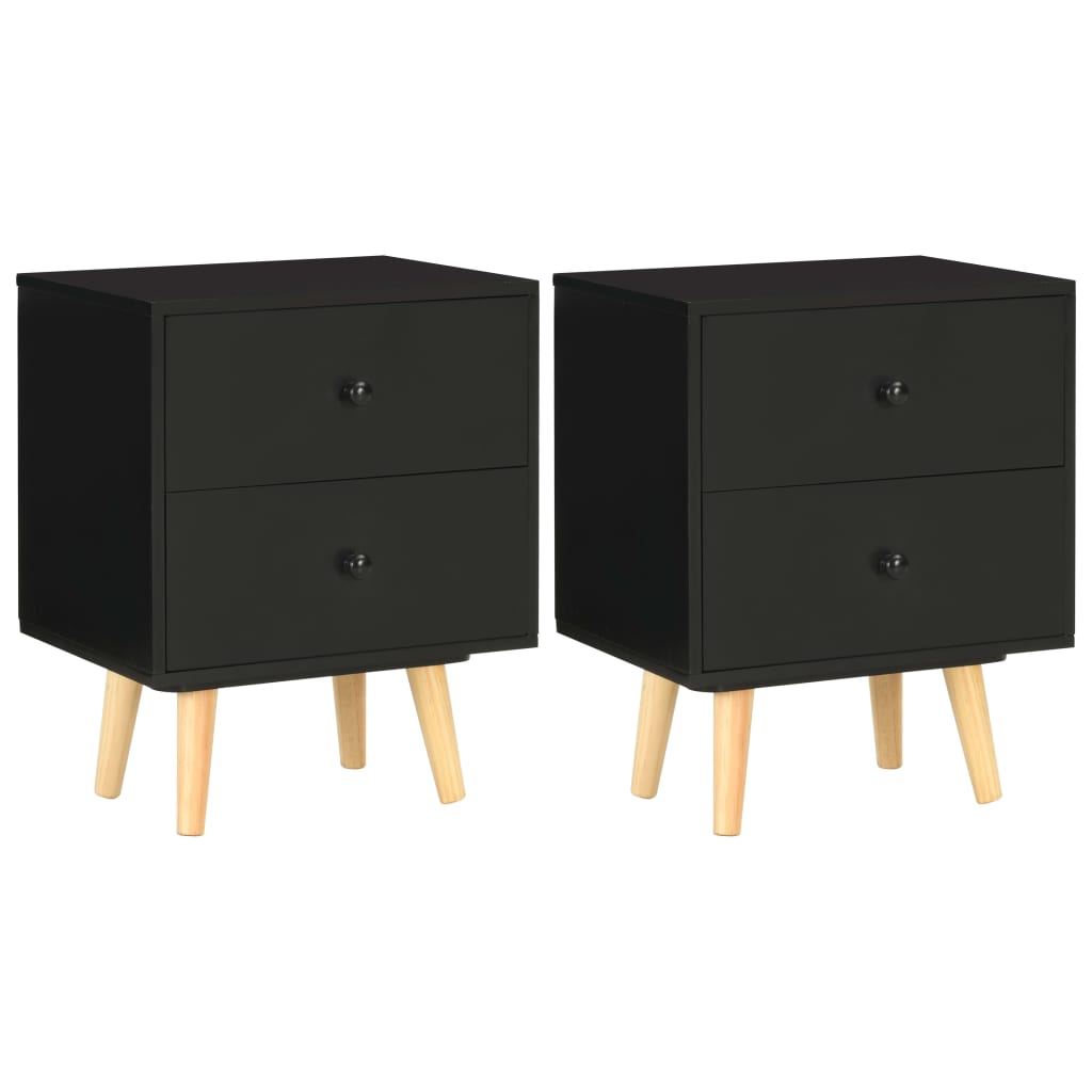 Vidaxl nachtkastjes 2 st 40x30x50 cm massief grenenhout zwart
