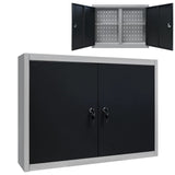 Gabinete de herramientas de Vidaxl para el metal de pared gris y negro