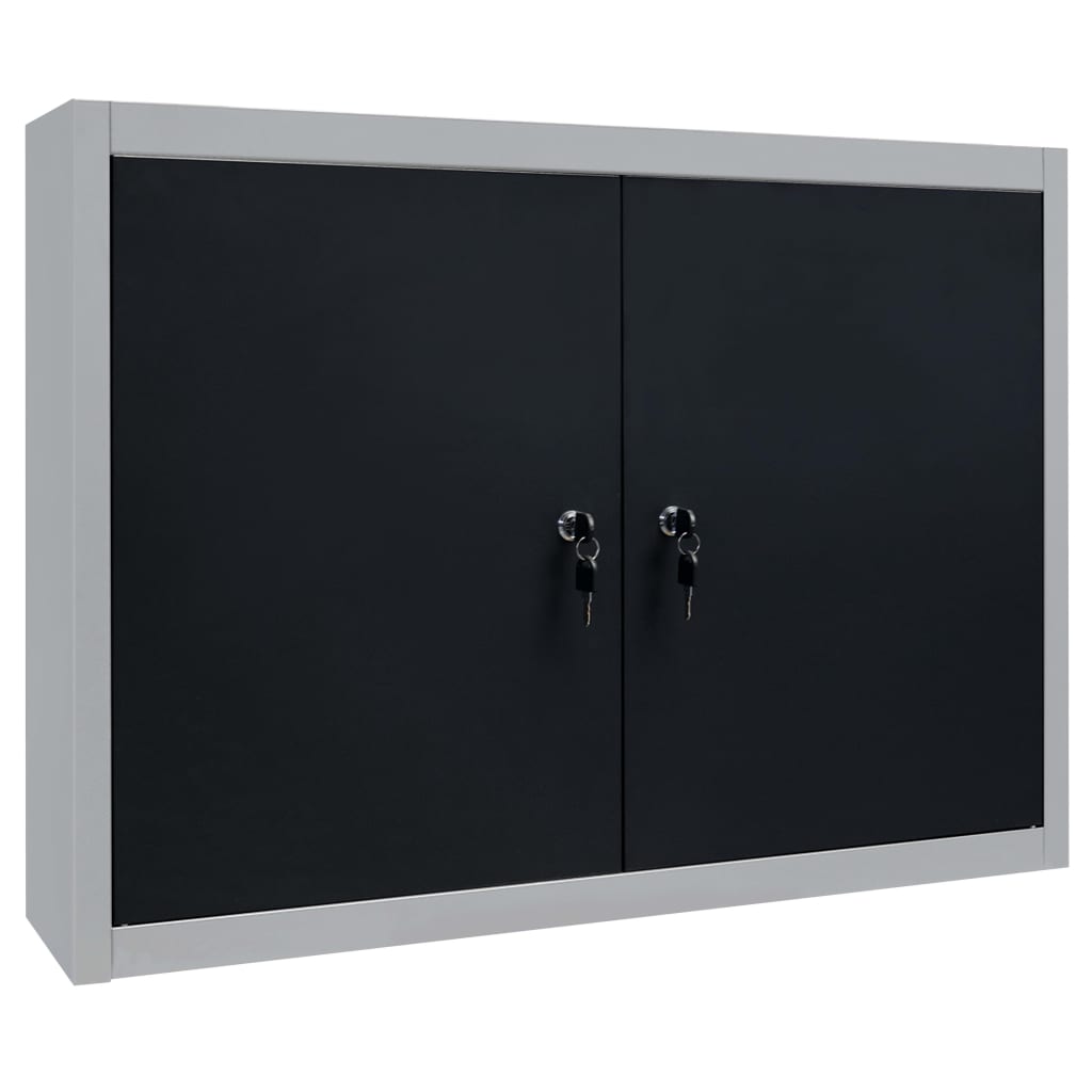 Armoire à outils Vidaxl pour le mur en métal gris et noir