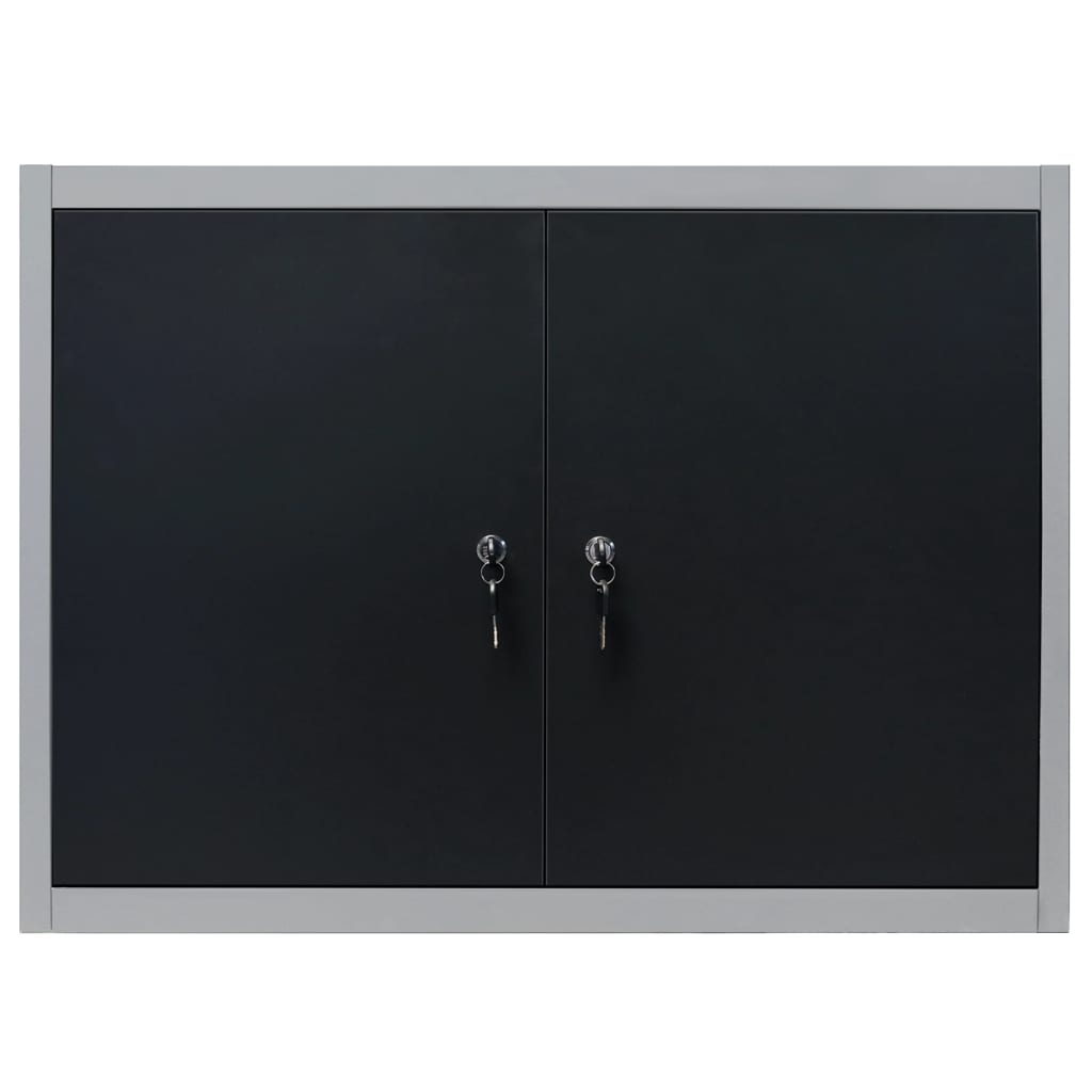 Gabinete de herramientas de Vidaxl para el metal de pared gris y negro