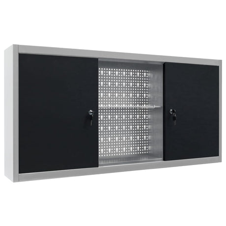 Vidaxl gereedschapskast voor aan de wand metaal grijs en zwart