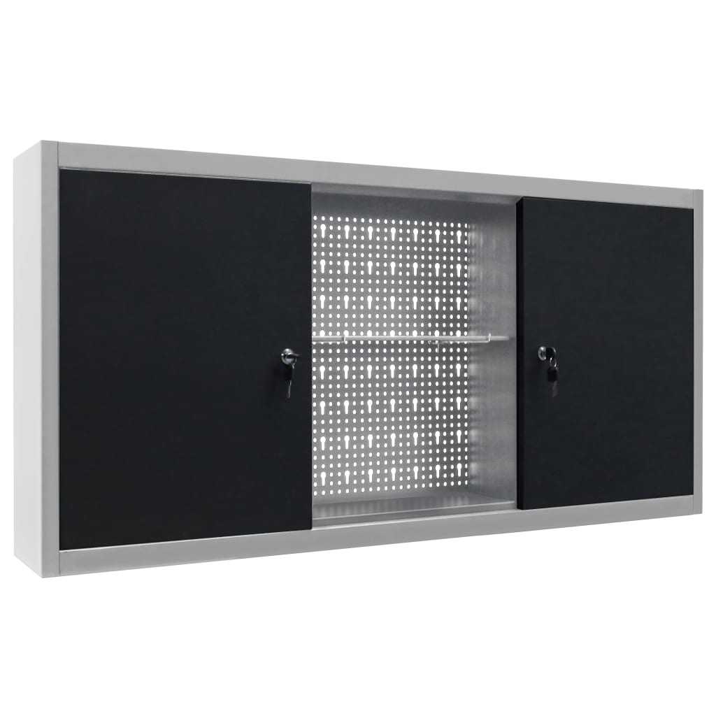 Vidaxl tool cabinet for the wall metal gray and black