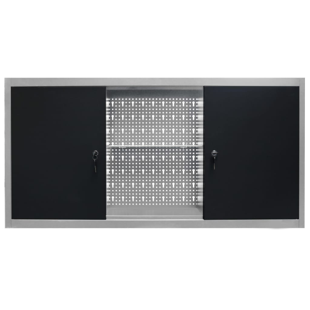 Vidaxl tool cabinet for the wall metal gray and black