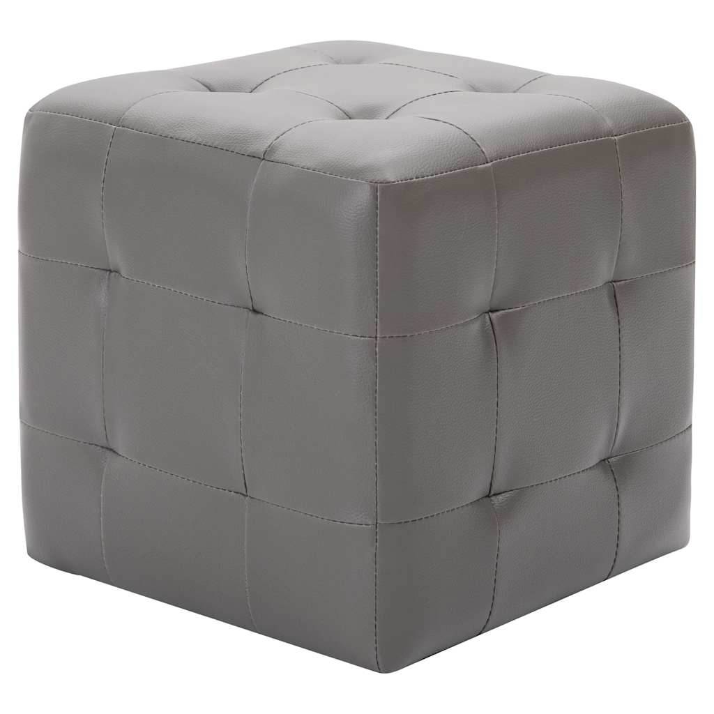 Vidaxl poef 2 st 30x30x30 cm kunstleer grijs