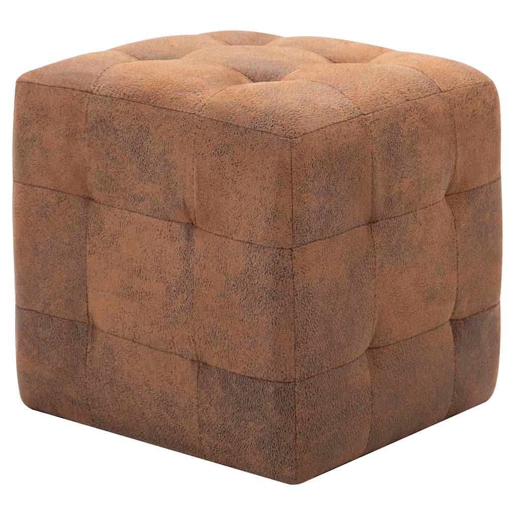 Vidaxl poef 2 st 30x30x30 cm kunstsuède bruin