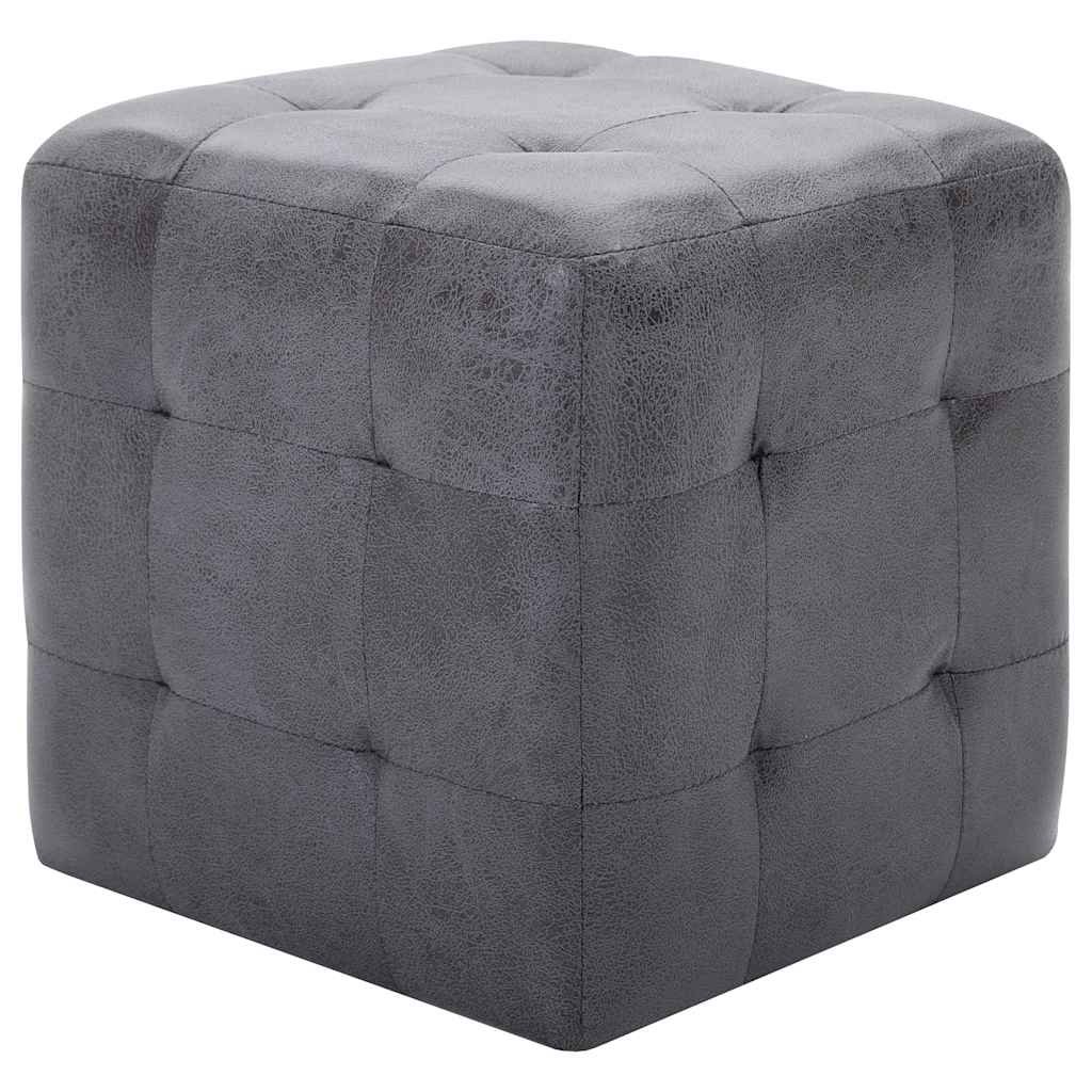 Vidaxl poef 2 st 30x30x30 cm kunstsuède grijs