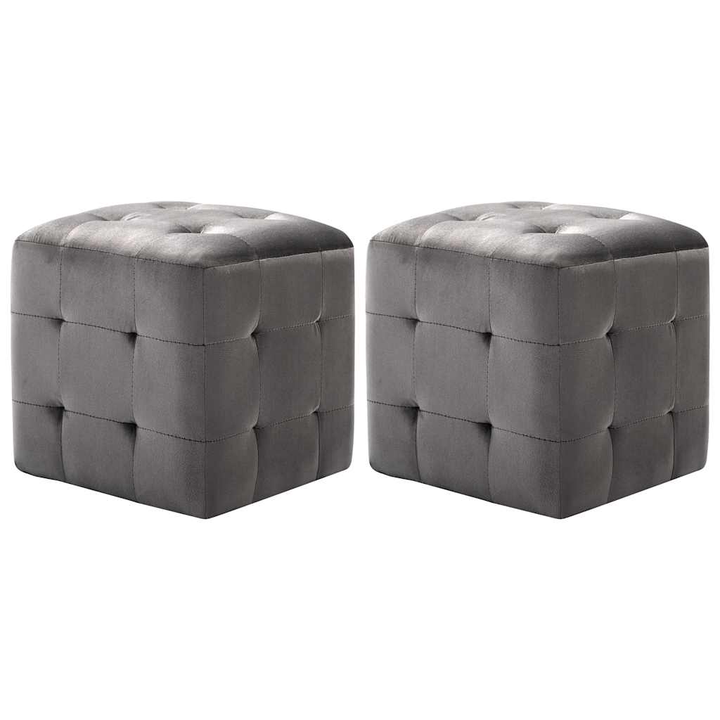 Vidaxl poef 2 st 30x30x30 cm fluweel grijs