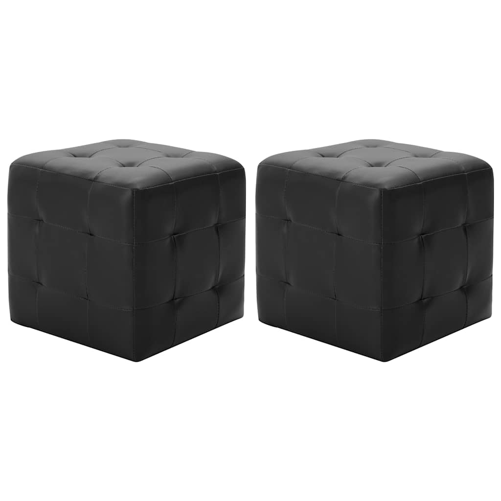 Vidaxl poef 2 st 30x30x30 cm kunstleer zwart