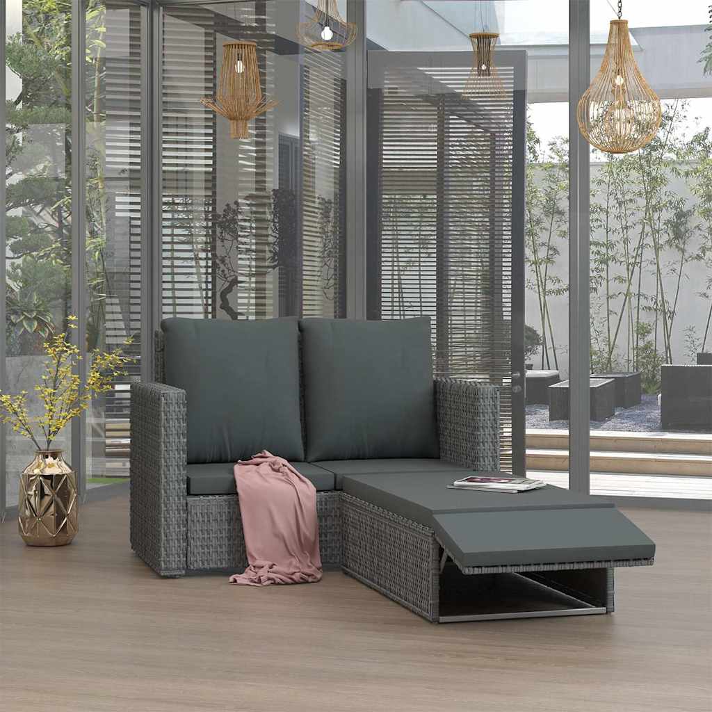 Vidaxl 2-delige loungeset met kussens poly rattan grijs