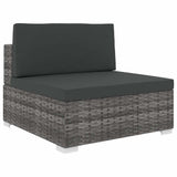 Vidaxl middenbank 1 st met kussens poly rattan grijs