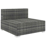 Vidaxl middenbank 1 st met kussens poly rattan grijs