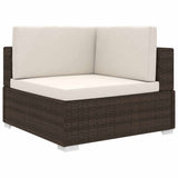 Vidaxl hoekbank 1 st met kussens poly rattan bruin
