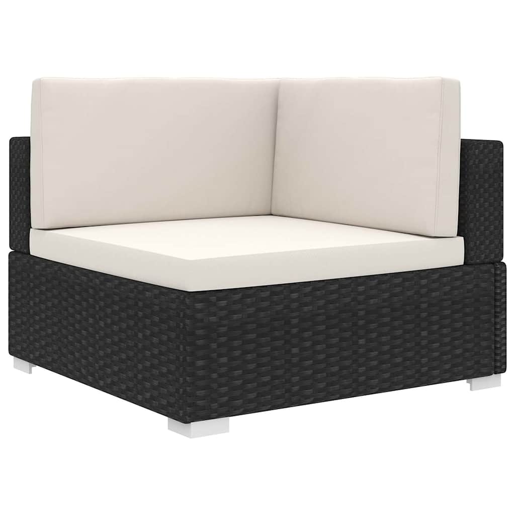 Vidaxl hoekbank 1 st met kussens poly rattan zwart