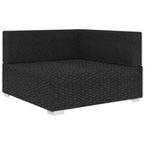 Vidaxl hoekbank 1 st met kussens poly rattan zwart