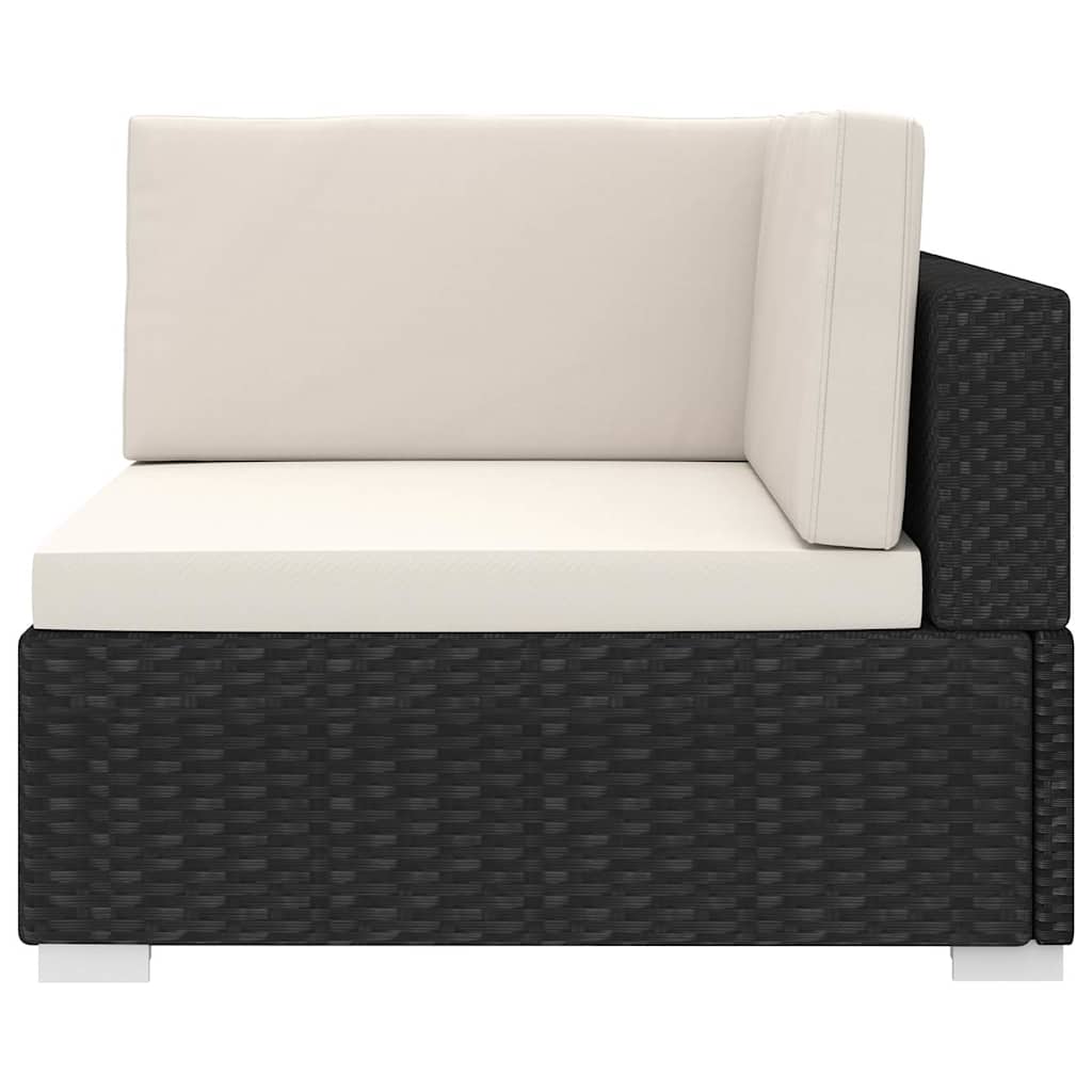 Vidaxl hoekbank 1 st met kussens poly rattan zwart