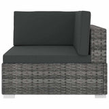 Vidaxl hoekbank 1 st met kussens poly rattan grijs