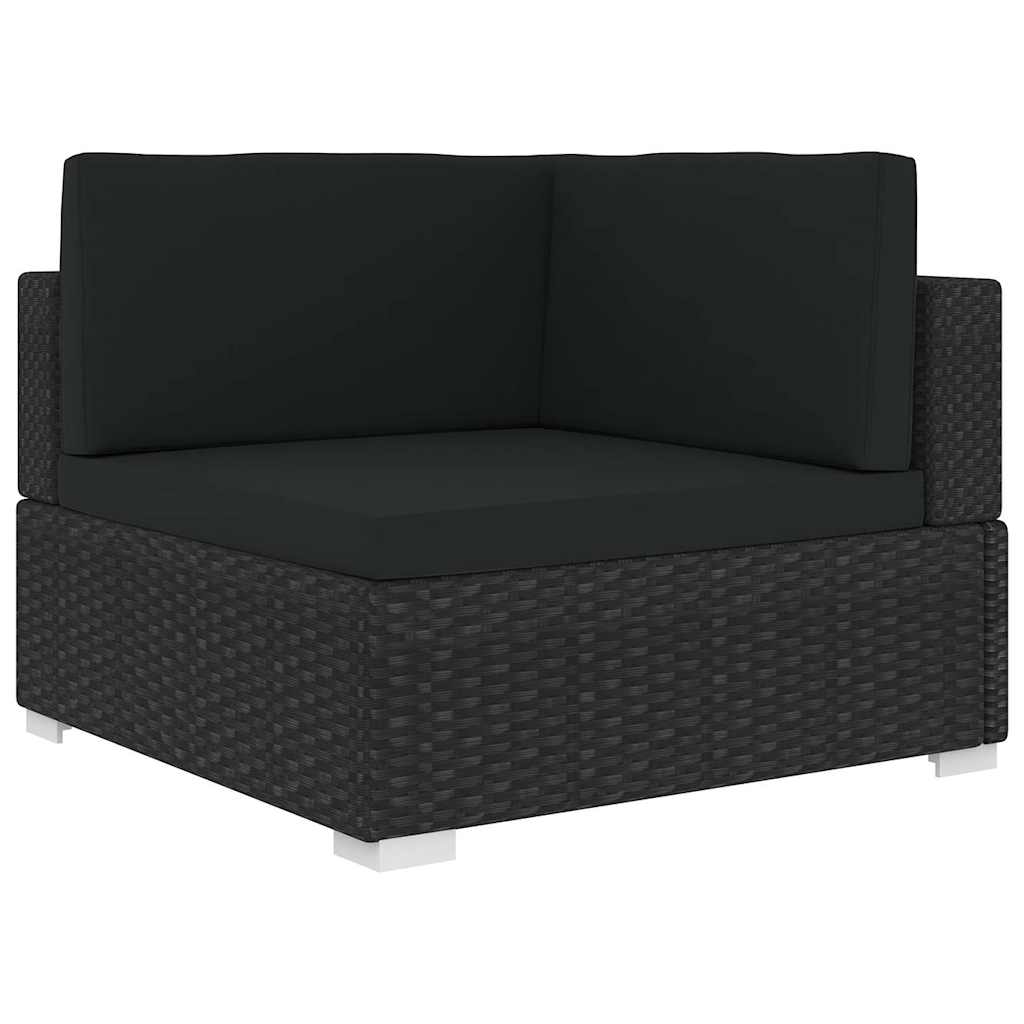 Vidaxl hoekbank 1 st met kussens poly rattan zwart