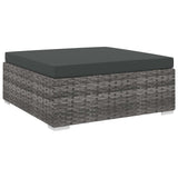 Vidaxl voetensteun 1 st met kussen poly rattan grijs