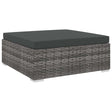 Vidaxl voetensteun 1 st met kussen poly rattan grijs
