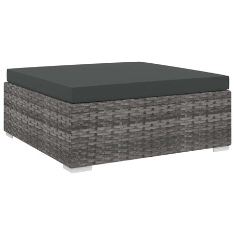 Vidaxl voetensteun 1 st met kussen poly rattan grijs